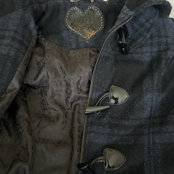 Guess Black and Gray Plaid Toggle Coat - Picture 7 of 7